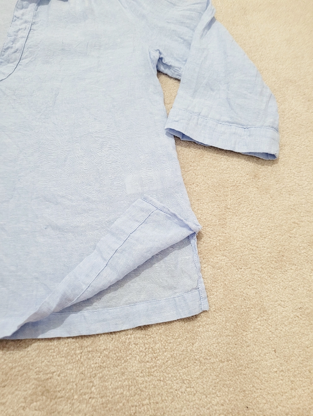 Sigrid Olsen 100% Linen Tunic Top Women Large Blue Popover Beach Coastal Boho - Picture 12 of 14